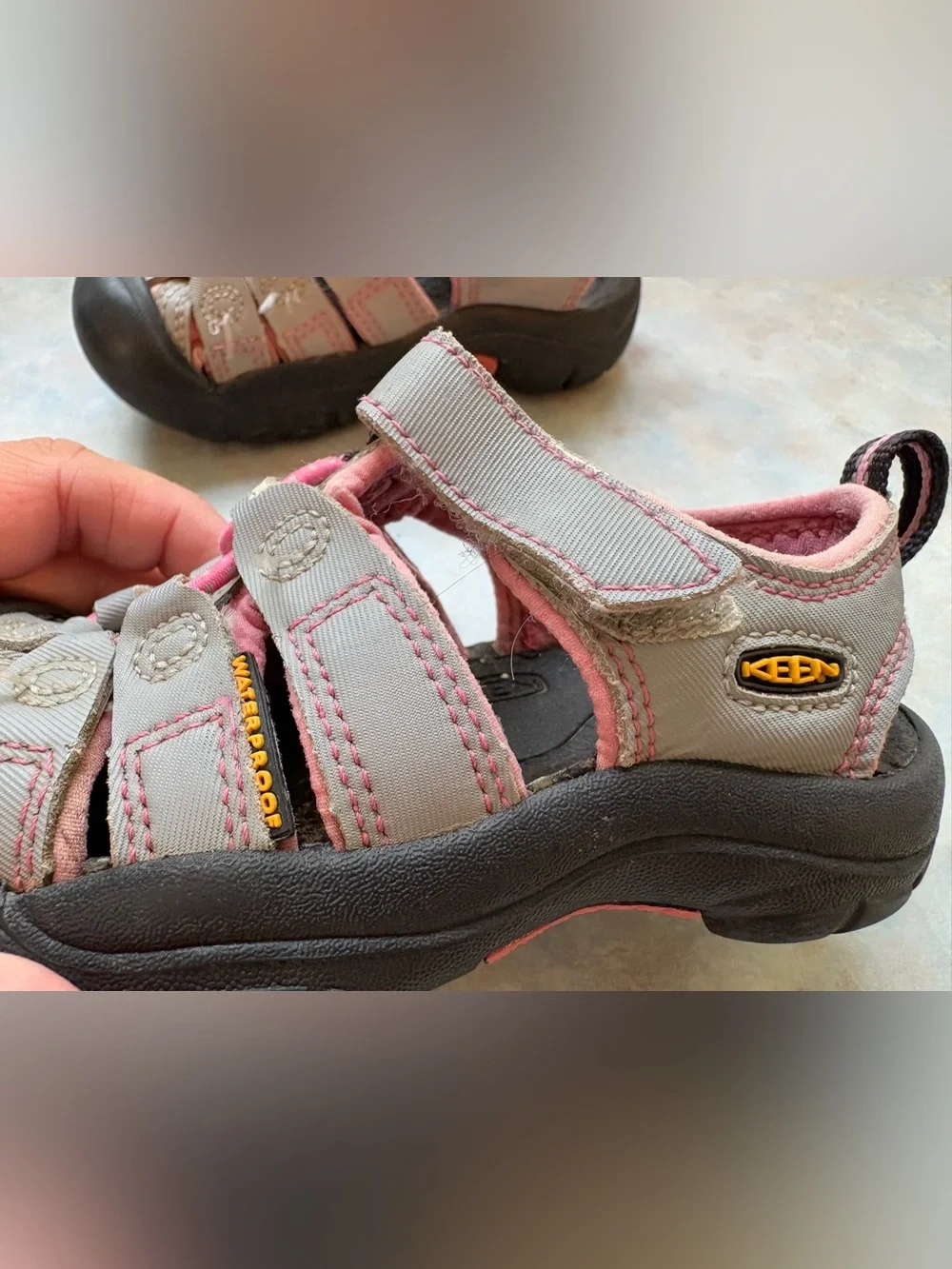 Keen Kids Gray and Pink Closed-Toe Hiking Sandals